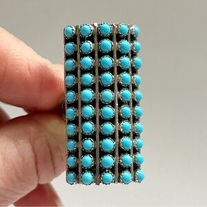 Stunning Frank Yazzie Zuni Snake Eye Turquoise Sterling Silver Statement Ring